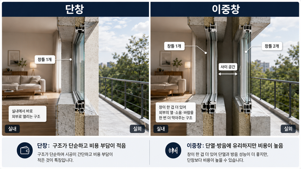 샷시 단창 이중창