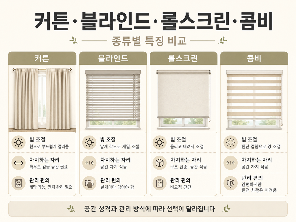 커튼 블라인드 롤스크린 콤비