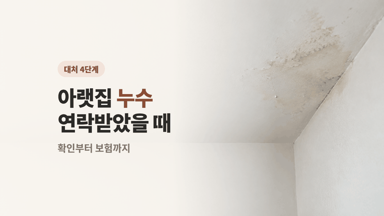 아랫집 누수 연락받았을 때 — 확인부터 보험까지 4단계
