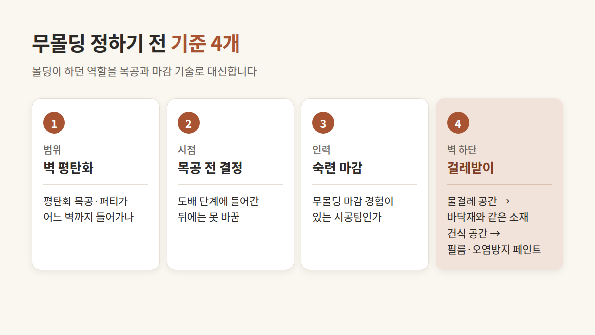 무몰딩 인테리어 — 몰딩을 없애기 전에 볼 기준 4개